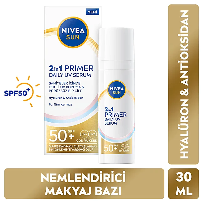 Nivea Sun 2'ın 1 Primer Daily Uv Serum SPF 50 - Nemlendirici Makyaj Bazı 30ml - 6