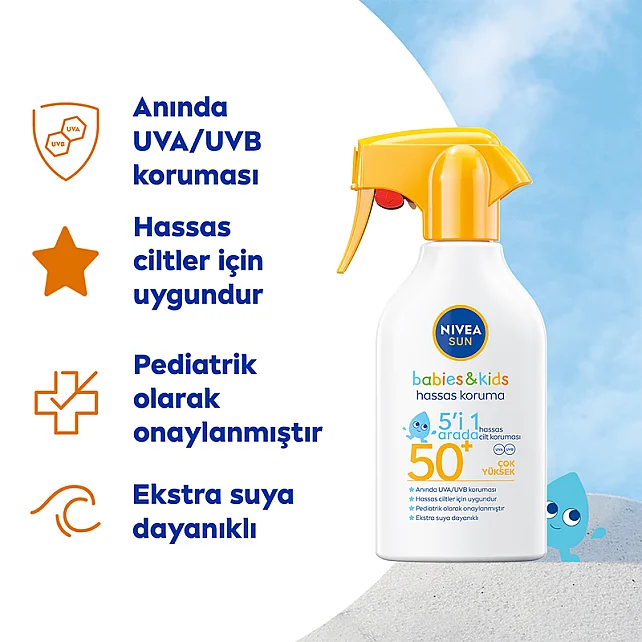 Nivea Sun Babies & Kids SPF 50+ Bebek ve Çocuk Sprey Güneş Koruyucu 250ml - 4