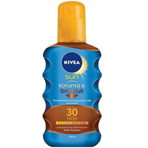 Nivea Sun Koruma & Bronzluk SPF 30 Güneş Yağı 200ml Nivea Sun Koruma & Bronzluk SPF 30 Güneş Yağı 200ml