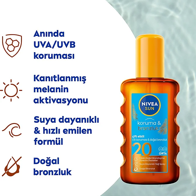 Nivea Sun Koruma & Bronzluk SPF 20 Güneş Yağı 200ml - 2