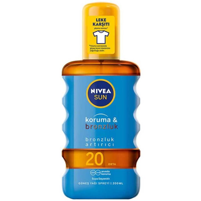 Nivea Sun Koruma & Bronzluk SPF 20 Güneş Yağı Sprey 200ml Nivea Sun Koruma & Bronzluk SPF 20 Güneş Yağı Sprey 200ml