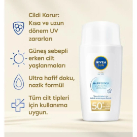 Nivea Sun SPF 50+ Yüksek Güneş Koruyucu - Hafif Doku 50ml - 4