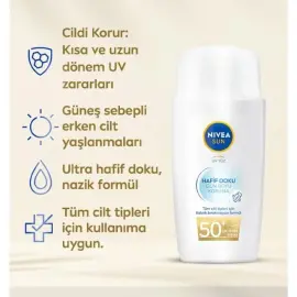 Nivea Sun SPF 50+ Yüksek Güneş Koruyucu - Hafif Doku 50ml - 4