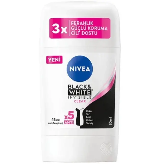 Nivea Women Black & White Invisible Clear Stick Deodorant 50ml - 1