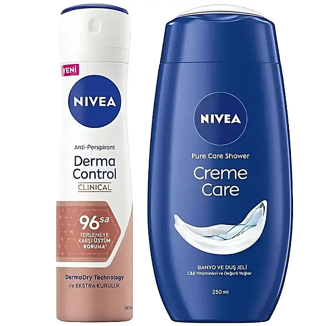 Nivea Women Derma Control Clinical Sprey Deodorant 150 ml & Creme Care Duş Jeli 250 ml