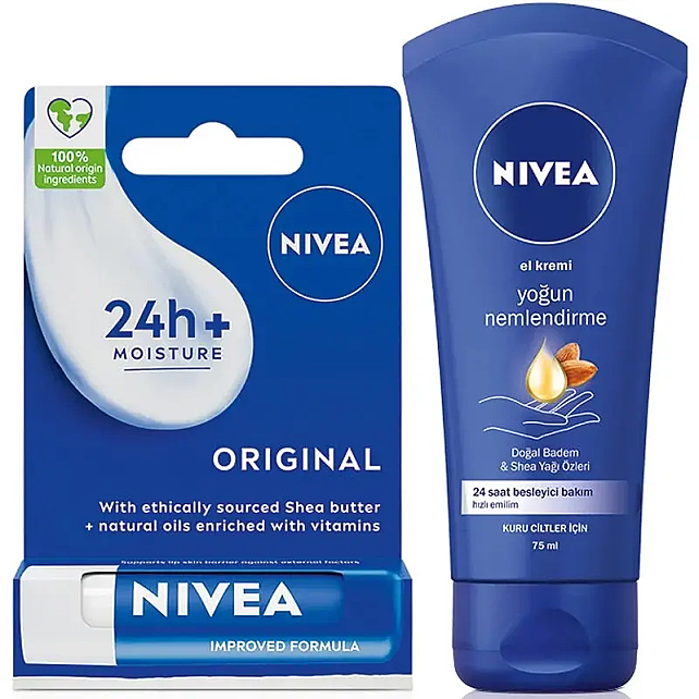 Nivea Yoğun Nemlendirici El Bakım Kremi 75ml & Nemlendirici Dudak Kremi 4.8gr - 1