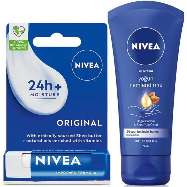 Nivea Yoğun Nemlendirici El Bakım Kremi 75ml & Nemlendirici Dudak Kremi 4.8gr - 1