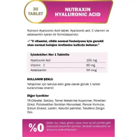 Nutraxin Beauty Hyaluronic Acid 150mg - Takviye Edici Gıda 30 Tablet - 3