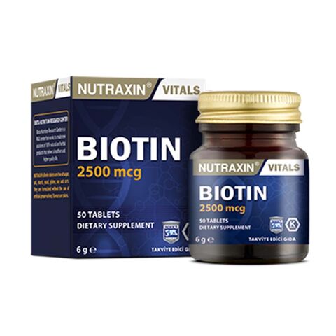 Nutraxin Biotin 2500 Mcg 50 Tablet Takviye Edici Gıda Nutraxin Biotin 2500 Mcg 50 Tablet Takviye Edici Gıda