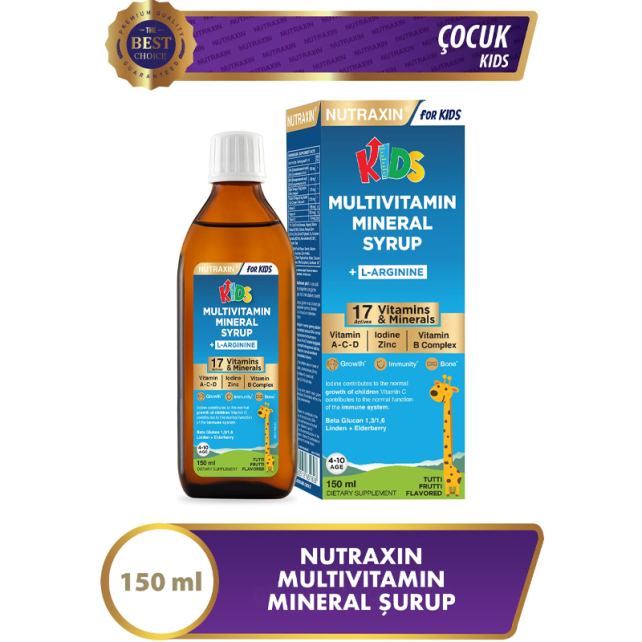 Nutraxin For Kids Multivitamin Mineral Syrup - Takviye Edici Gıda 140ml - 2