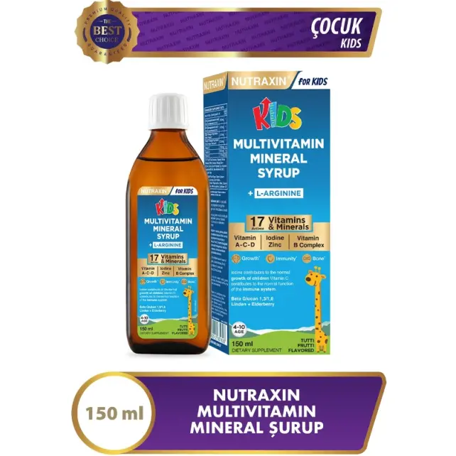 Nutraxin For Kids Multivitamin Mineral Syrup - Takviye Edici Gıda 140ml - 2