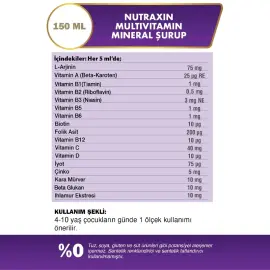 Nutraxin For Kids Multivitamin Mineral Syrup - Takviye Edici Gıda 140ml - 3