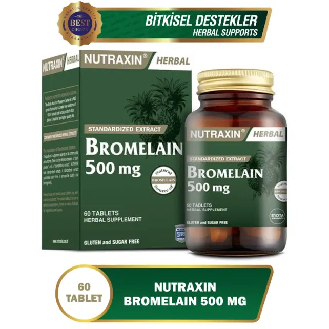 Nutraxin Herbal Bromelain 500mg - Takviye Edici Gıda 60 Tablet - 3