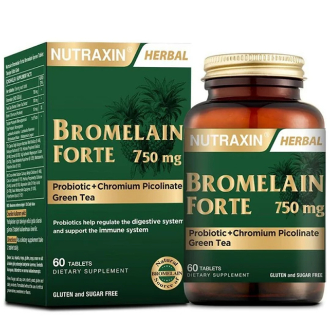 Nutraxin Herbal Bromelain Forte 750 Mg - Takviye Edici Gıda 60 Tablet - 1