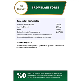 Nutraxin Herbal Bromelain Forte 750mg - Takviye Edici Gıda 60 Tablet - 2