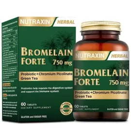 Nutraxin Herbal Bromelain Forte 750mg - Takviye Edici Gıda 60 Tablet - Nutraxin
