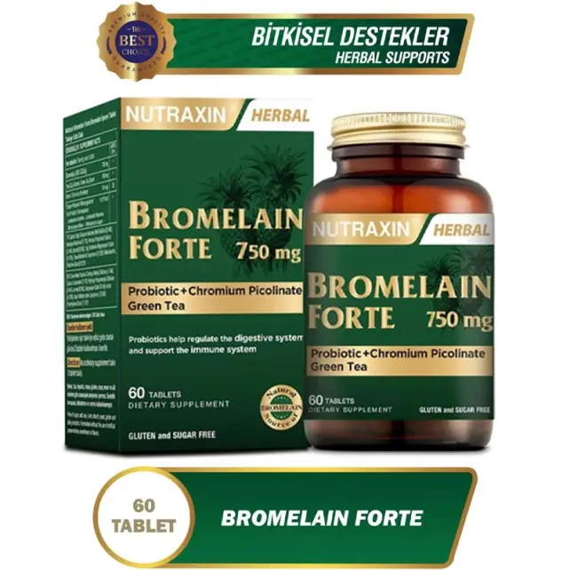 Nutraxin Herbal Bromelain Forte 750mg - Takviye Edici Gıda 60 Tablet - 3