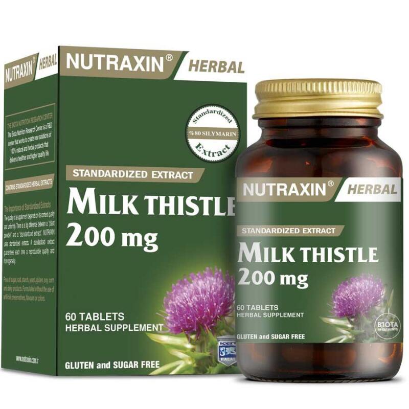 Nutraxin Milk Thistle 200 Mg 60 Tablet Takviye Edici Gıda