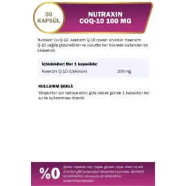 Nutraxin Plus Koenzim Q10 100mg - Takviye Edici Gıda 30 Kapsül - 3