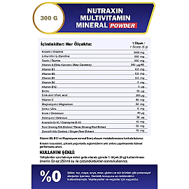 Nutraxin Sport Multivitamin Mineral Powder - Toz Gıda Takviyesi 300gr - 3