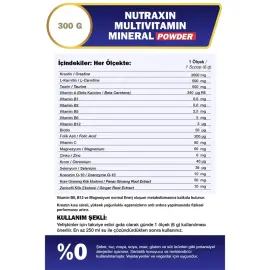 Nutraxin Sport Multivitamin Mineral Powder - Toz Gıda Takviyesi 300gr - 3