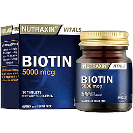 Nutraxin Vitals Biotin 5000 Mcg - Takviye Edici Gıda 30 Tablet - Nutraxin