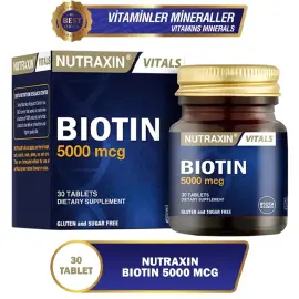 Nutraxin Vitals Biotin 5000 mcg - Takviye Edici Gıda 30 Tablet - 2