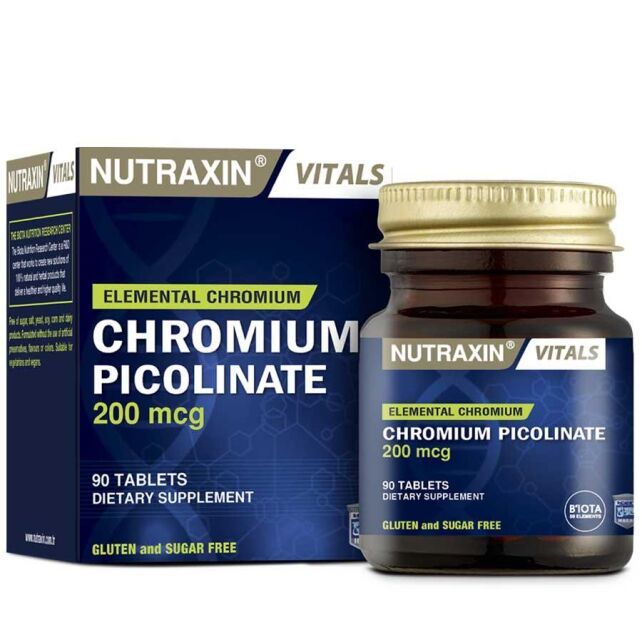 Nutraxin Vitals Chromium Picolinate 200 Mcg - Takviye Edici Gıda 90 Kapsül - 1