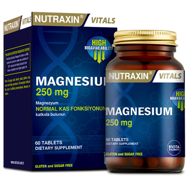Nutraxin Vitals Magnesium Citrate 250 mg - Takviye Edici Gıda 60 Tablet - 1