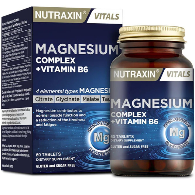 Nutraxin Vitals Magnesium Complex Vitamin B6 - Takviye Edici Gıda 60 Tablet - 1