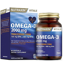 Nutraxin Vitals Omega 3 2000mg Takviye Edici Gıda 60 Softjel Kapsül - Nutraxin