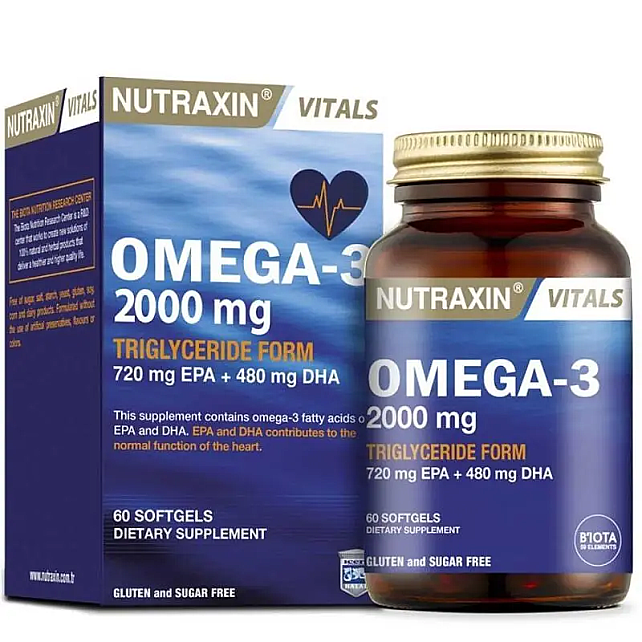 Nutraxin Vitals Omega 3 2000mg Takviye Edici Gıda 60 Softjel Kapsül - 1