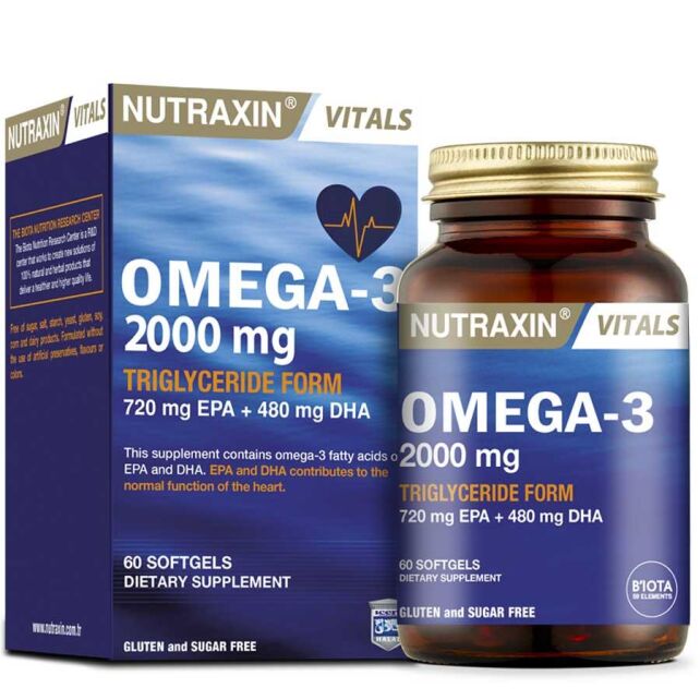Nutraxin Vitals Omega 3 2000mg Takviye Edici Gıda 60 Softjel Kapsül - 1