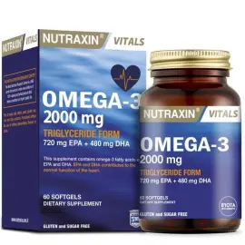 Nutraxin Vitals Omega 3 2000mg Takviye Edici Gıda 60 Softjel Kapsül - Nutraxin