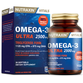 Nutraxin Vitals Omega-3 Ultra 2500 mg - Takviye Edici Gıda 30 Softjel Kapsül - Nutraxin
