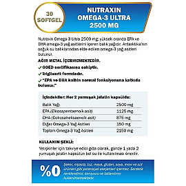 Nutraxin Vitals Omega-3 Ultra 2500mg - Takviye Edici Gıda 30 Softjel Kapsül - 3
