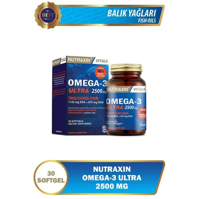 Nutraxin Vitals Omega-3 Ultra 2500mg - Takviye Edici Gıda 30 Softjel Kapsül - 2