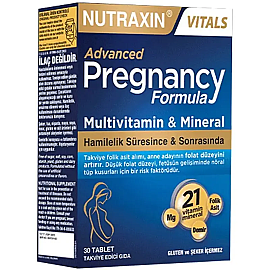 Nutraxin Vitals Pregnancy Formula Multivitamin ve Mineral - Takviye Edici Gıda 30 Tablet - Nutraxin