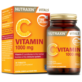 Nutraxin Vitals Vitamin C 1000 Mg - Takviye Edici Gıda 30 Tablet - Nutraxin