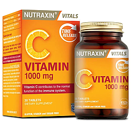 Nutraxin Vitals Vitamin C 1000mg - Takviye Edici Gıda 30 Tablet - Nutraxin