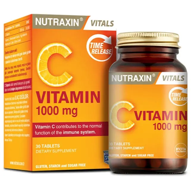 Nutraxin Vitals Vitamin C 1000mg - Takviye Edici Gıda 30 Tablet - 1