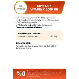 Nutraxin Vitals Vitamin C 1000mg - Takviye Edici Gıda 30 Tablet - 3