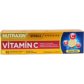 Nutraxin Vitals Vitamin C Efervasan - Takviye Edici Gıda 15 Tablet - Nutraxin