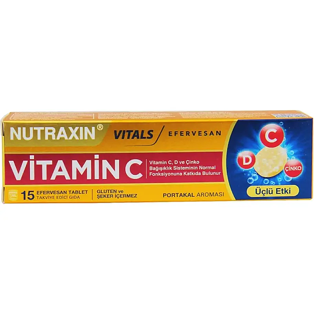 Nutraxin Vitals Vitamin C Efervasan - Takviye Edici Gıda 15 Tablet - 1