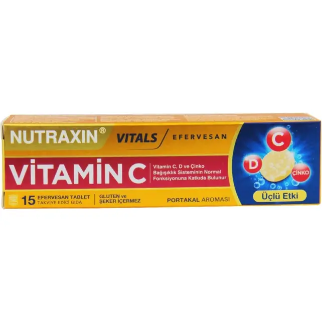 Nutraxin Vitals Vitamin C Efervasan - Takviye Edici Gıda 15 Tablet - 1