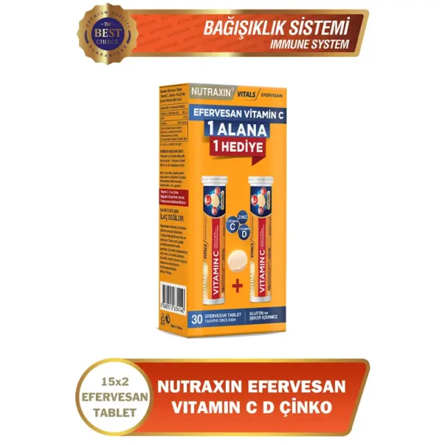 Nutraxin Vitals Vitamin C - Efervasan Takviye Edici Gıda 2'li - 2