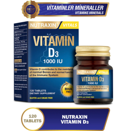 Nutraxin Vitals Vitamin D3 1000 IU - Takviye Edici Gıda 120 Tablet - 2