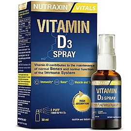 Nutraxin Vitals Vitamin D3 Spray - Gıda Takviyesi 30ml - Nutraxin