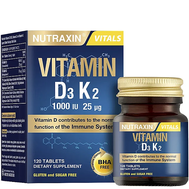 Nutraxin Vitals Vitamin D3K2 - Takviye Edici Gıda 120 Tablet - 1