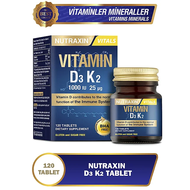 Nutraxin Vitals Vitamin D3K2 - Takviye Edici Gıda 120 Tablet - 3